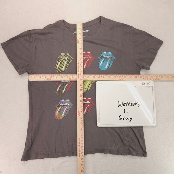 Rolling Stones Tour Band Short Sleeve Graphic T Shirt Womens Size Large L Gray - Picture 5 of 9